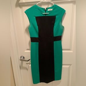 Calvin Klein black and green business dress
